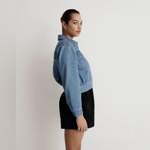 NWT MADEWELL Crop Jean Jacket in Dursett Wash with Pockets 100% Cotton‎ NJ735 XS - Picture 3 of 16